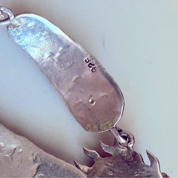 NWOT Unisex Handmade Sterling Silver and Genuine Turquoise Skull Bracelet - Picture 6 of 8